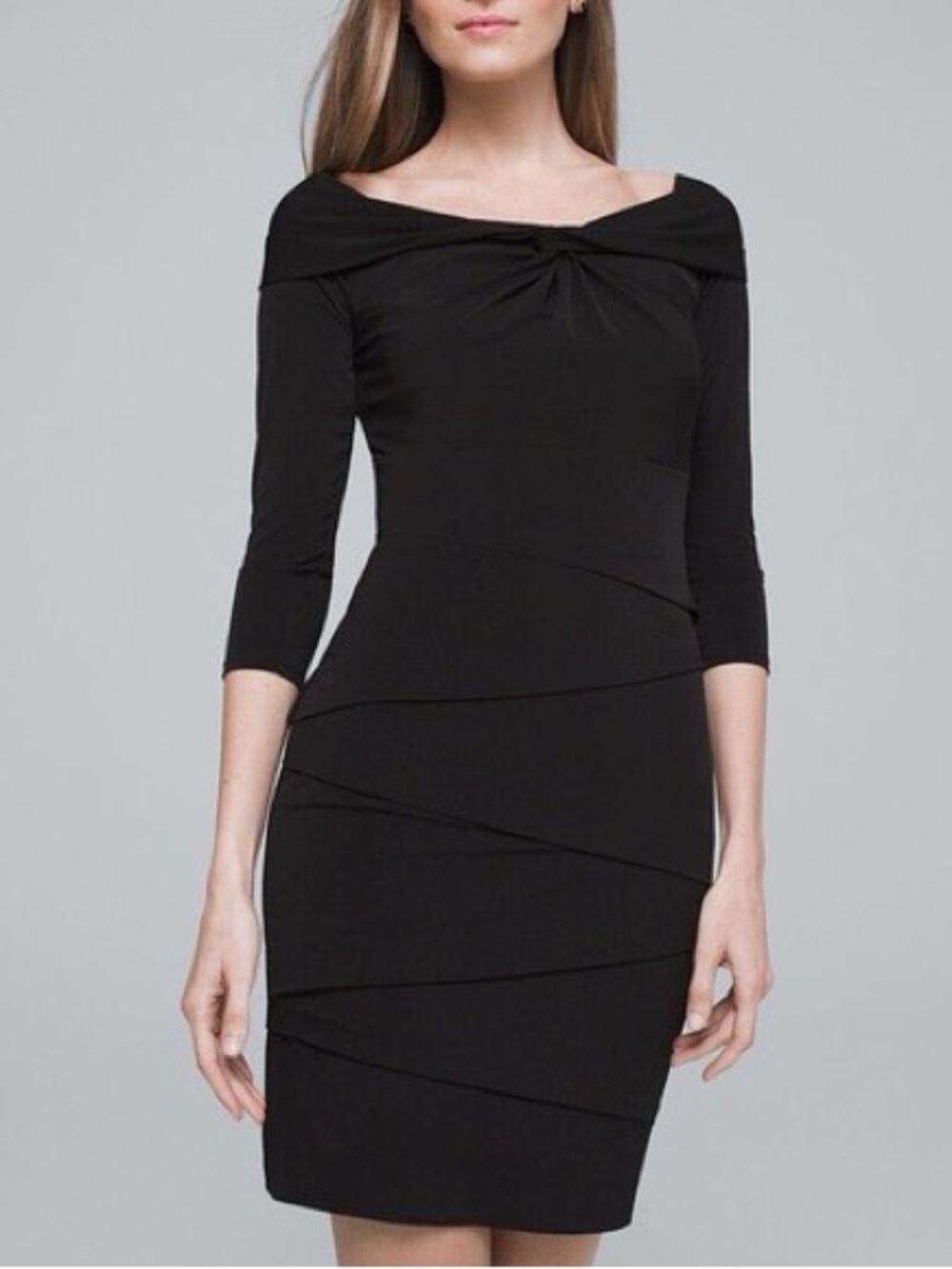 New! WHBM Instantly Slimming Tiered Boatneck Dress NWT Evening cocktail LBD. G67